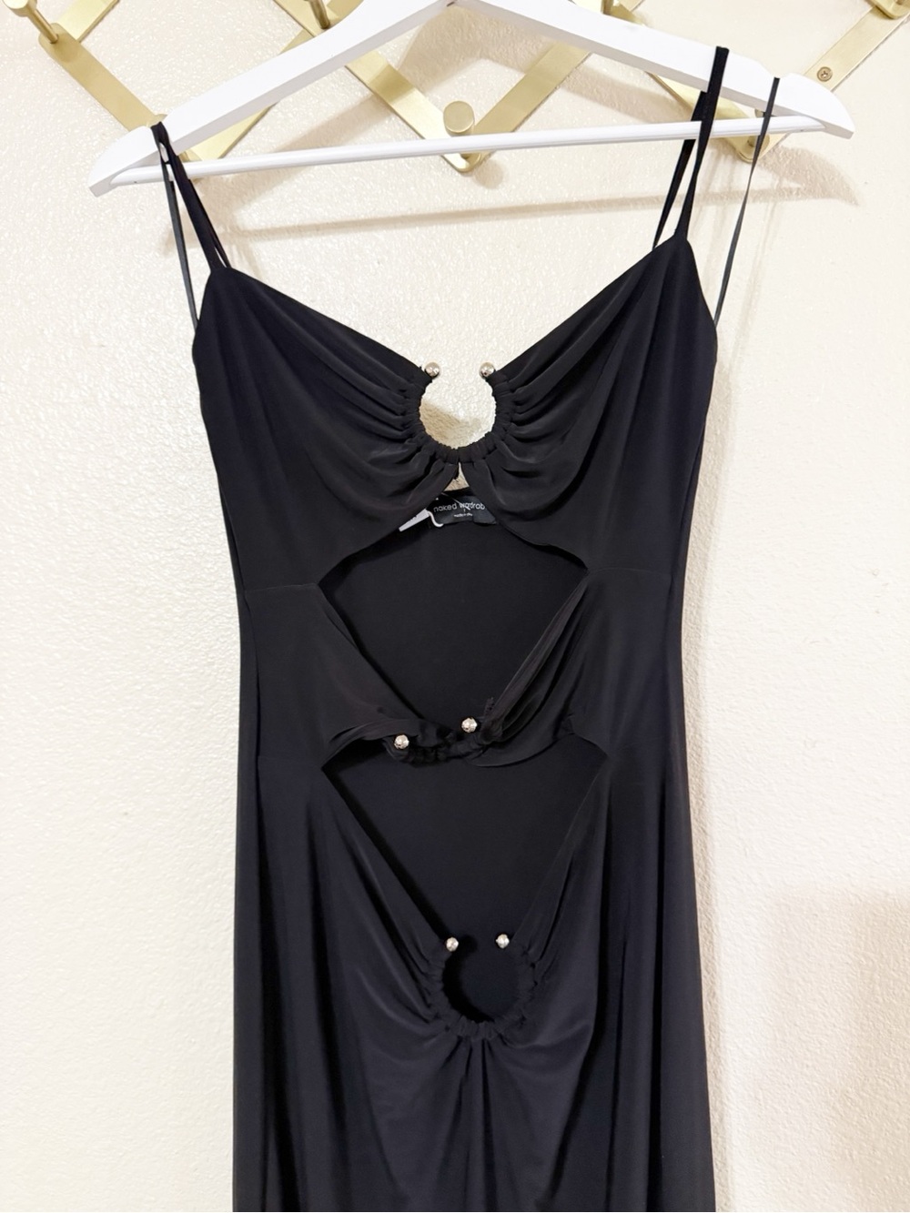Naked Wardrobe Cutout Metal Ring Bodycon Fitted Dress in Black NEW Size Large - Picture 5 of 10